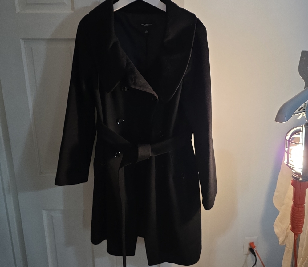 Ann Taylor Black Trench Coat wool